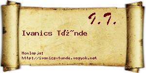 Ivanics Tünde névjegykártya